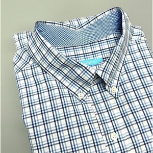 J. McLaughlin Casual Button Down Shirt Men’s Blue White Plaid Cotton L